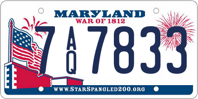 MD license plate 7AQ7833