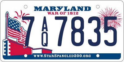 MD license plate 7AQ7835