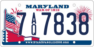 MD license plate 7AQ7838