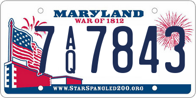 MD license plate 7AQ7843
