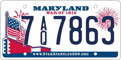 MD license plate 7AQ7863