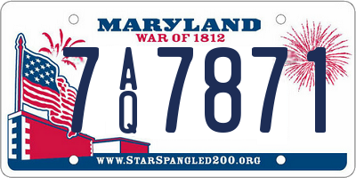 MD license plate 7AQ7871