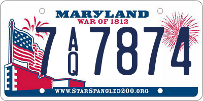 MD license plate 7AQ7874