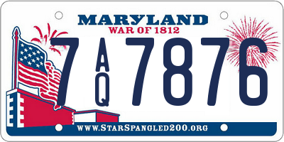 MD license plate 7AQ7876