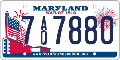 MD license plate 7AQ7880