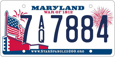 MD license plate 7AQ7884