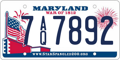 MD license plate 7AQ7892