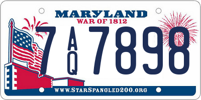 MD license plate 7AQ7898