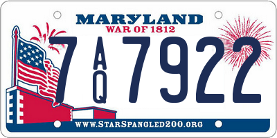 MD license plate 7AQ7922