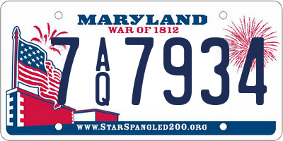 MD license plate 7AQ7934