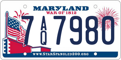 MD license plate 7AQ7980