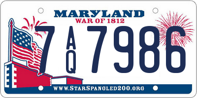 MD license plate 7AQ7986