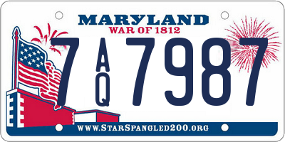 MD license plate 7AQ7987