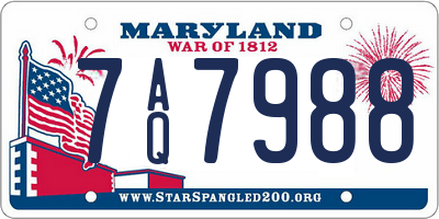 MD license plate 7AQ7988