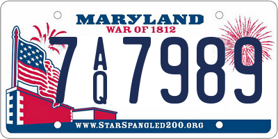 MD license plate 7AQ7989