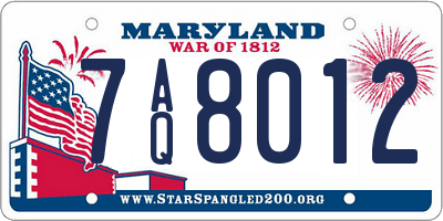 MD license plate 7AQ8012