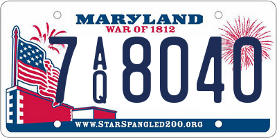 MD license plate 7AQ8040