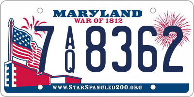 MD license plate 7AQ8362