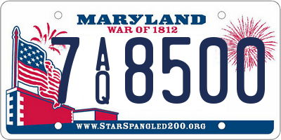 MD license plate 7AQ8500