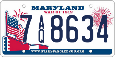 MD license plate 7AQ8634