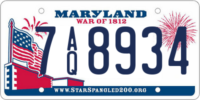 MD license plate 7AQ8934