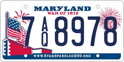 MD license plate 7AQ8978