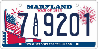 MD license plate 7AQ9201
