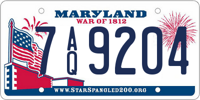 MD license plate 7AQ9204