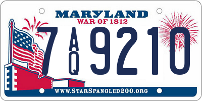 MD license plate 7AQ9210