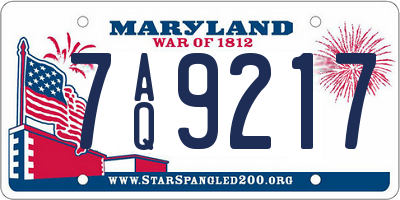 MD license plate 7AQ9217