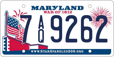 MD license plate 7AQ9262