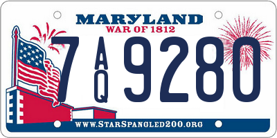 MD license plate 7AQ9280