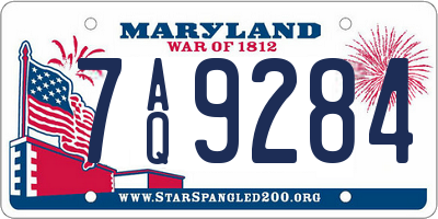 MD license plate 7AQ9284