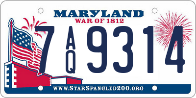 MD license plate 7AQ9314