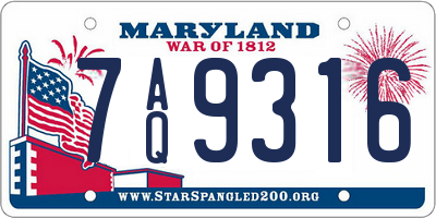MD license plate 7AQ9316