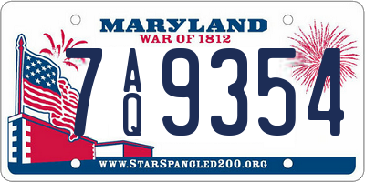MD license plate 7AQ9354