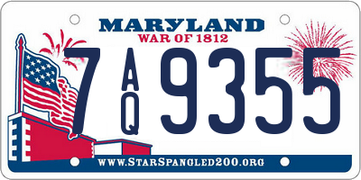 MD license plate 7AQ9355
