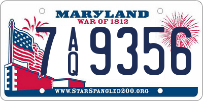 MD license plate 7AQ9356