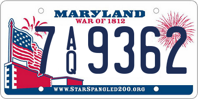 MD license plate 7AQ9362
