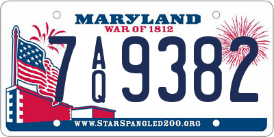 MD license plate 7AQ9382