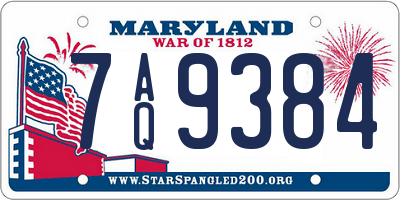 MD license plate 7AQ9384