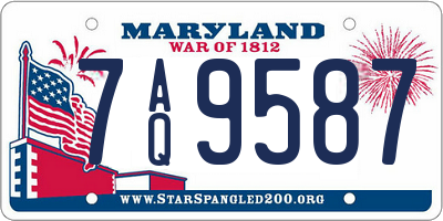 MD license plate 7AQ9587