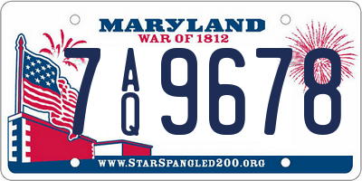 MD license plate 7AQ9678