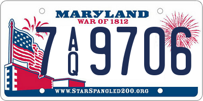 MD license plate 7AQ9706