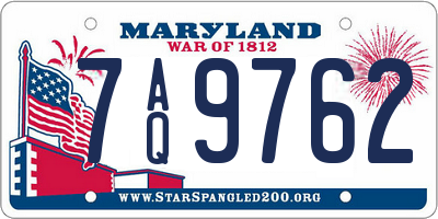 MD license plate 7AQ9762