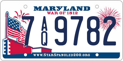 MD license plate 7AQ9782