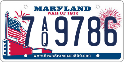MD license plate 7AQ9786