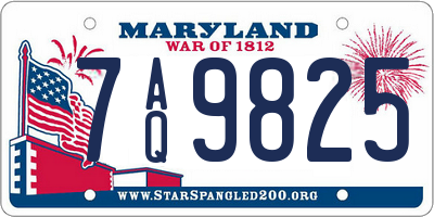 MD license plate 7AQ9825