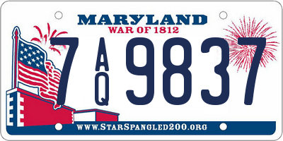 MD license plate 7AQ9837