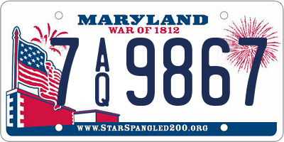 MD license plate 7AQ9867